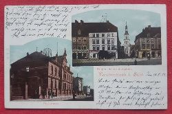   Ansichtskarte AK Reichenbach in Schlesien (heute: Dzierzoniw) Ring und Schweidnitzerstrasse und Poststrasse (Stempel Reichenbach) 