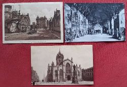   3 x Ansichtskarte AK Edinburgh // 1. St. Giles Cathedral // 2. Banqueting Hall Castle // 3. Holyrood and Abbey Strand Old Edinburgh (Kunstpostkarte nach Kinncar) 