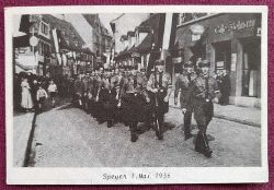   Ansichtskarte AK Speyer 1. Mai 1936 (Aufmarsch der Nationalsozialisten in der Innenstadt) 