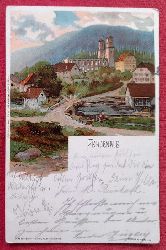   AK Ansichtskarte Frauenalb. Farblithographie Kloster und Ort (Kunstkarte v. Karl Mutter) 