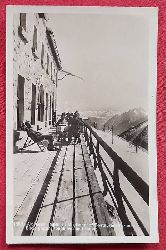   AK Ansichtskarte Alp Grm. Bahnhof-Restaurant-Terrasse. Bild gegen Poschiavo und Italien (hinten mit Stempel Alp-Grm) 
