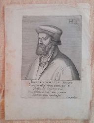 Wycliffe, John  Holzschnitt Joannes Wiclefus Anglus (Portrait of John Wycliffe, half length, wearing cap and gown.  illustration to Jacob Verheiden