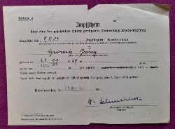   Impfschein fr Hedwig Jung v. 4. Mrz 1944 aus Karlsruhe fr die Pockenschutz-Wiederimpfung 