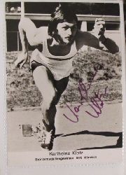 Klotz, Karlheinz, (Leichtathlet),  Autogrammkarte des Bronzemedaillengewinners, 