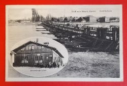   Ansichtskarte AK Gru aus Maxau, Baden. Schiffbrcke und Bahnhofrestauration 
