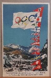   AK Ansichtskarte Garmisch-Partenkirchen mit Zugspitzgruppe (1964m) im Zeichen der Winter-Olympiade 1936 (mit Stempel Garmisch Winter-Olympiade 1936) 