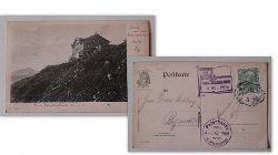   Ansichtskarte Gruss aus dem Riesengebirge "Prinz-Heinrich-Baude 1420 m..M." (mit 2 schnen Stempeln umseitig Prinz-Heinrich-Baude und Peterbaude v. 3.+4. October 1908) 