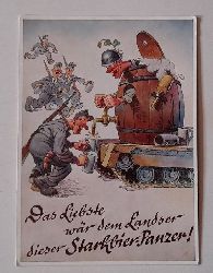  Ansichtskarte AK Humoristische Landserkarte mit Spruch "Das Liebste wr dem Landser dieser Starkbier-Panzer!" 