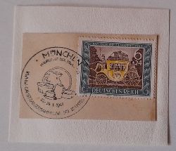 KWHW  Briefstck mit Briefmarke 6 +24 Pfennig Deutsches Reich Tag der Briefmarke 1943 mit sauberem Stempel Mnchen KWHW-Gaustrassensammlung der Beamten 23.-24.1.1943 