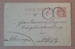   Ganzsache Postkarte Monaco Stempel "Nice" (Nizza) nach Leipzig adressiert an Edmund Demme Verlagsbuchhandlung 1907 