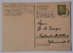   Postkarte / Firmenpost als Ganzsache Ebert 6Pf (adressiert an Dr. A. Joerger Karlsruhe-Mhlburg v. 27.7.1932 mit Sonder-Stempel "Besuchet den 21. Deutschen Feuerwehrtag in Karlsruhe 5.-8. August 1932!") 