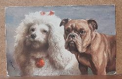 Reichert, C.  Ansichtskarte AK Knstlerkarte v. C. Reichert "2 Hunde" (Pudel, Boxer) 