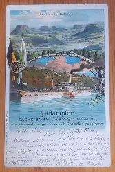   Ansichtskarte AK Schsische Schweiz Eildampfer Schs.-Bhm. Dampfschiffahrt, die Albrechtsburgen oberhalb Dresden passirend (Farblitho) 