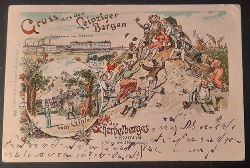   Ansichtskarte AK Leipzig. Gruss aus den Leipziger Bergen vom Gipfel des Scherbelberges im Rosenthal (Farblitho mit Panorama v. Mckern u.a.) 