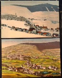   Ansichtskarte AK Oberwiesenthal mit unter- und bhmischem Wiesenthal. 2 Karten, eine Winter 