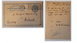 Kurrelmeyer, W, (William) Dr.  Postkarte / Ganzsache. Antiquarische Nachfrage v. 4.IV.1911 (Adressiert an A. Bielefeld`s Hofbuchhandlung, Karlsruhe) 