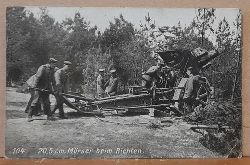   Ansichtskarte AK 20,5cm Mrser beim Richten (Stempel Feldpoststation Nr. 55; Res.Infanterie Regiment 231 Maschinen-Gewehr Kompanie) 