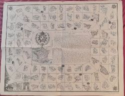 Langlum, J.  Jeu Royal et Gographique des Dpartements (hier: Departemens) de la France (A rare and interesting tabletop game. The text in the middle explains the rules of the games and the consequences of landing on certain numbers / Regle du Jeu) 