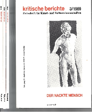 Hoberg, Annegret, Detlef Hoffmann und Viktoria Spickernagel Ellen Schmidt-Linsenhoff:  kritische berichte (3/1989, 2/1991, 1/1993, 2/1993) Zeitschrift für Kunst- und Kulturwissenschaften 