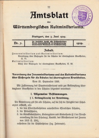 Autorengruppe;  Amtsblatt des Württembergischen Kultministeriums Nr. 7 