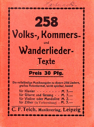 Autorengruppe;  258 Volks-, Kommers- und Wanderlieder-Texte 