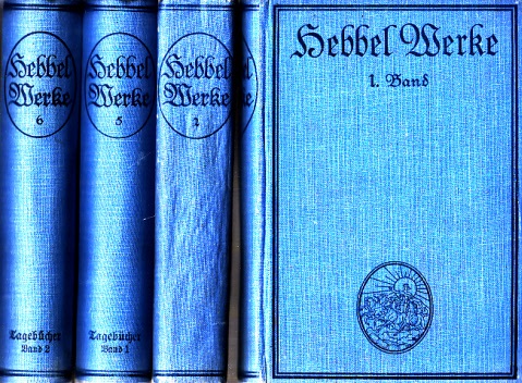 Brandes, Friedrich;  Hebbels Werke in vier Bänden - erster und zweiter Band, nebst zwei Ergänzungsbänden: Hebbels Tagebücher 