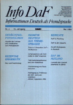 Autorengruppe:  Informationen Deutsch als Fremdsprache Info DaF Nr. 2, 15. Jahrgang 