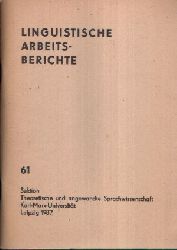 Bartschat, Brigitte und Gerhild Zybatow:  Linguistische Arbeitsberichte 