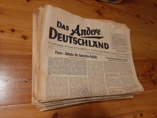 Fritz Küster (Hrsg.)  Das andere Deutschland. Unabhänige Zeitung für entschiedene demokratische Politik - Keiner Partei dienstbar. Konvolut, 137 Zeitungen aus 1956 bis 1962 (137 Zeitungen) 