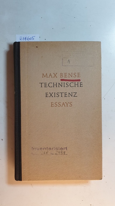 Bense, Max  Technische Existenz : Essays 