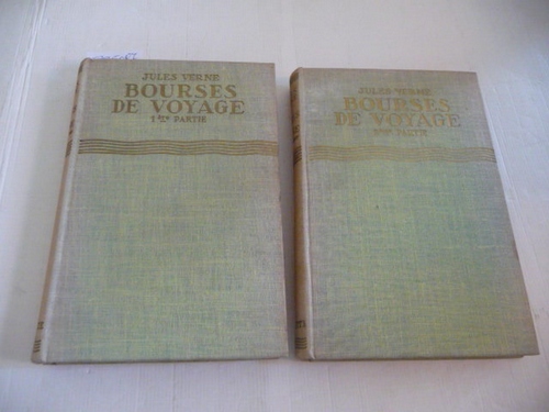 Jules Verne  Bourses de voyage. Illustrations de Henri Faivre - 1ER PARTIE + 2EME PARTIE - COLLECTION BIBLIOTHEQUE VERTE (2 BÜCHER) 