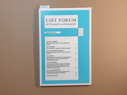 Jochimsen, Reimut  List Forum, Band 20 (1991), Heft 1 : Aktuelle Fragen der Geld- und Währungspolitik 