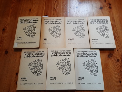 Günther,Kurt / Engelbach,Wilhelm (Schriftleitung)  Zeitschrift des Vereins für hessische Geschichte und Landeskunde Band 72/1961 + 85/1975 bis 90/1984/85 (7 BÜCHER) 