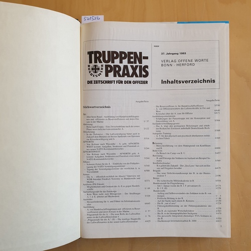   Truppenpraxis 1993, (Heft 1 Bis 6 ): die Zeitschrift für den Offizier 