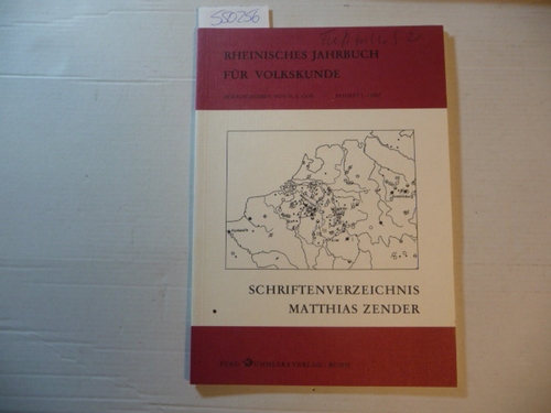 Mangold, Josef  Schriftenverzeichnis Matthias Zender : über die Jahre 1925 - 1987. Rheinisches Jahrbuch für Volkskunde / Beiheft ; 1 