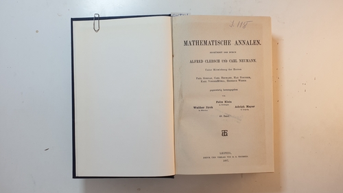 Klein, Felix ; Dyck, Walther ; Mayer, Adolph [Hrsg.]  Mathematische Annalen. Band 48 