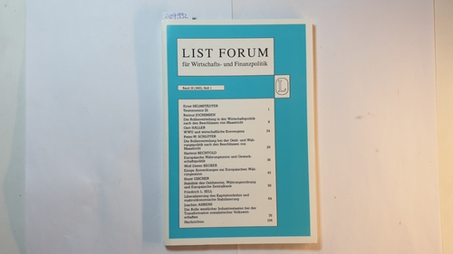 Hans-Peter Klös  List Forum, Band 18 (1992), Heft 2 : Die bundesdeutsche Arbeitsmarktverfassung als Standortparameter 