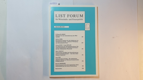 El-Shagi EL-Shagi  List Forum, Band 19 (1993), Heft 3 : Plädoyer für eine liberalisierung des Welthandels 