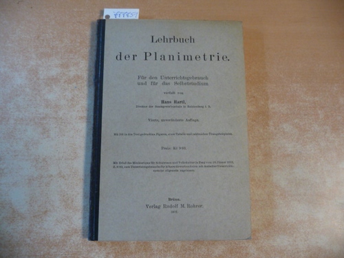 Hans Hartl  Lehrbuch der Planimetrie 