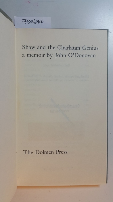 O'Donovan, John  Shaw and the charlatan genius : a memoir 
