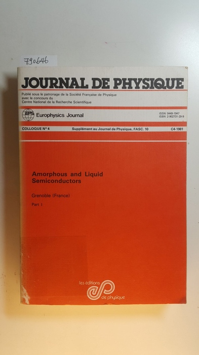 B. K. Chakraverty ; D Kaplan  Journal De Physique; Tome 42; Part I: Proceedings of the ninth International Conference on Amorphous and Liquid Semiconductors, Grenoble, France, July 2nd-8th, 1981 