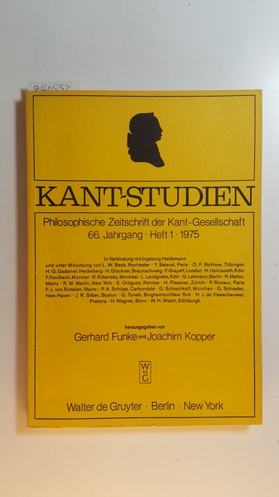 Funke, Gerhard und Joachim Kopper  Kant-Studien. Philosophische Zeitschrift der Kant-Gesellschaft 66. Jahrgang, Heft 1, 1975 