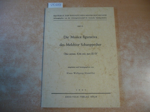 Schanppecher, Melchior - Niemöller, Klaus Wolfgang (Hrsg.)  Die Musica figurativa des Melchior Schanppecher. Opus aureum, Köln 1501, pars III/IV  (=Beiträge zur rheinischen Musikgeschichte, 50) 