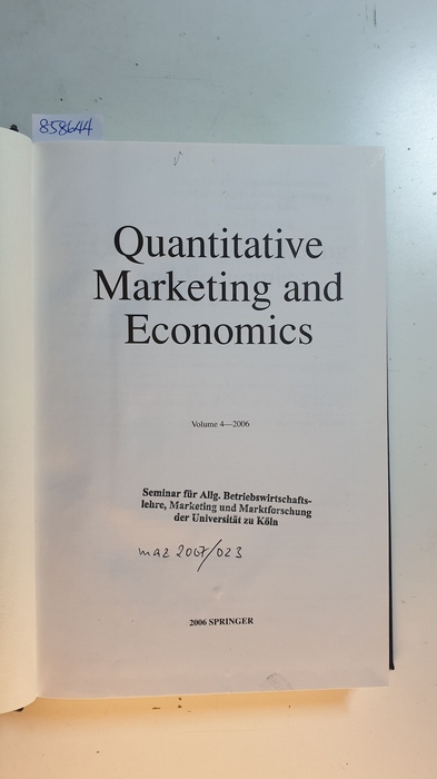 Diverse  Quantitative Marketing and Economics. Vol. 4, 2006 Komplett. 