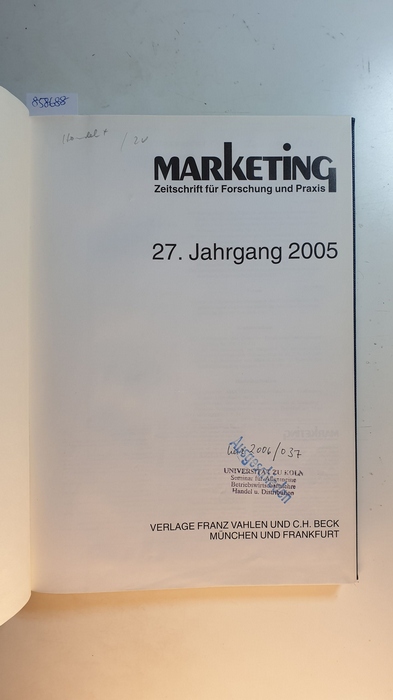 Diverse  Marketing, Zeitschrift für Forschung und Praxis. 27 Jahrgang 2005 Komplett 