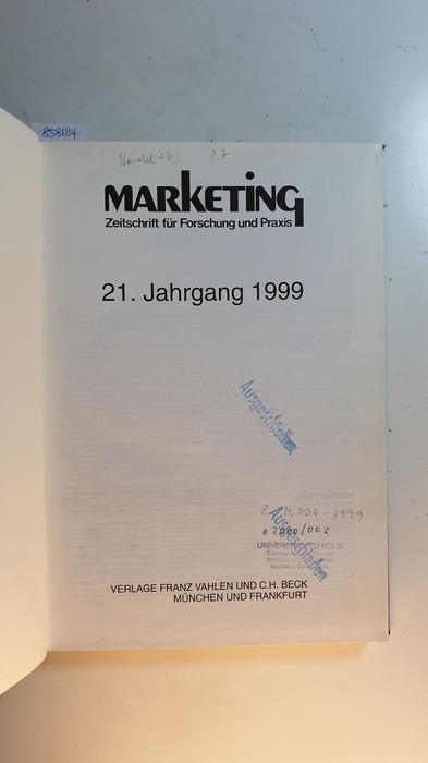 Diverse  Marketing, Zeitschrift für Forschung und Praxis. 21 Jahrgang 1999 Komplett 