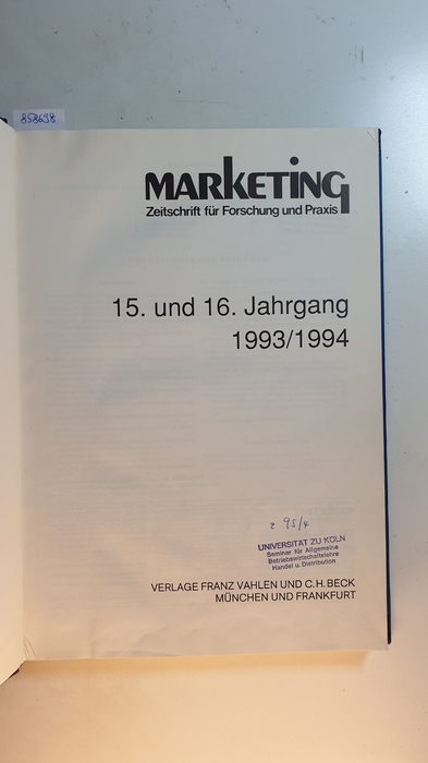 Diverse  Marketing, Zeitschrift für Forschung und Praxis. 15 und 16 Jahrgang 1993/1994 Komplett 