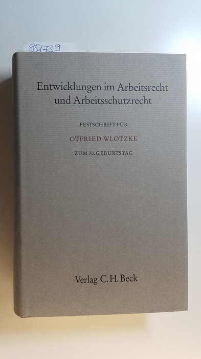 Anzinger, Rudolf [Hrsg.]  Entwicklungen im Arbeitsrecht und Arbeitsschutzrecht : Festschrift für Otfried Wlotzke zum 70. Geburtstag 