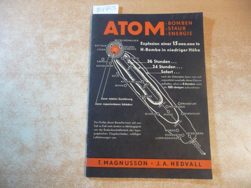 Dr. Torsten Magnusson / Dr. Arvid Hedvall  Atombomben und radiologische Kampfmittel. Wirkungsweise und Schutzmöglichkeiten / Die Gefahren der Atomspaltung (Atom -Bomben, -Staub, -Energie) 