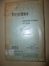 ANONYM  Verzeichnis der evangelischen Gemeinden und Pfarrer in der Rheinprovinz und in Hohenzollern. - Abgeschlossen: Mai 1933. 
